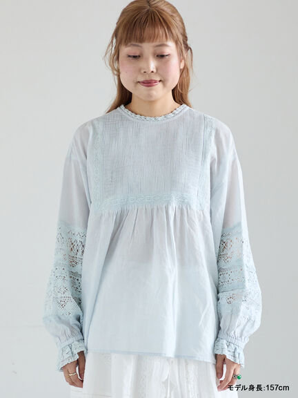 【kazumi×Samansa Mos2】袖レース前後着ブラウス（オフホワイト/ブラック/ピンク/ベージュ/ブルー）｜Samansa Mos2（サマンサ モスモス）通販