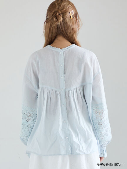 【kazumi×Samansa Mos2】袖レース前後着ブラウス（オフホワイト/ブラック/ピンク/ベージュ/ブルー）｜Samansa Mos2（サマンサ モスモス）通販