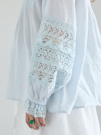 【kazumi×Samansa Mos2】袖レース前後着ブラウス（オフホワイト/ブラック/ピンク/ベージュ/ブルー）｜Samansa Mos2（サマンサ モスモス）通販