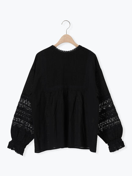 【kazumi×Samansa Mos2】袖レース前後着ブラウス（オフホワイト/ブラック/ピンク/ベージュ/ブルー）｜Samansa Mos2（サマンサ モスモス）通販