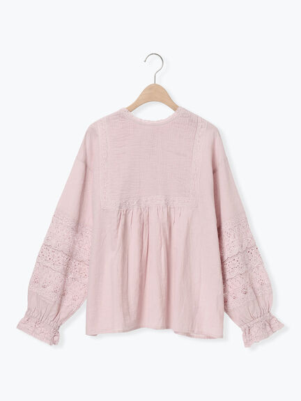 【kazumi×Samansa Mos2】袖レース前後着ブラウス（オフホワイト/ブラック/ピンク/ベージュ/ブルー）｜Samansa Mos2（サマンサ モスモス）通販