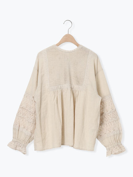 【kazumi×Samansa Mos2】袖レース前後着ブラウス（オフホワイト/ブラック/ピンク/ベージュ/ブルー）｜Samansa Mos2（サマンサ モスモス）通販