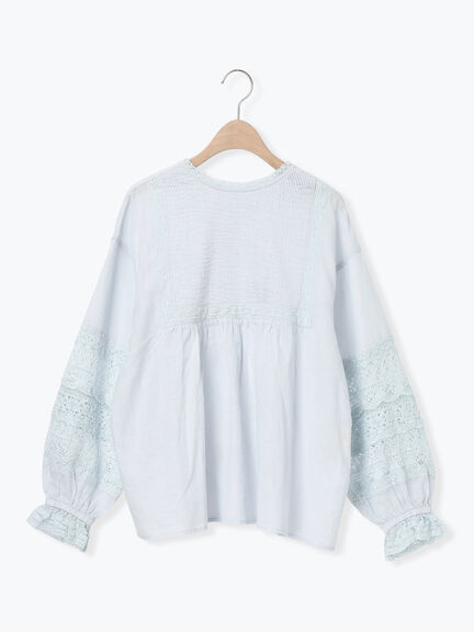 【kazumi×Samansa Mos2】袖レース前後着ブラウス（オフホワイト/ブラック/ピンク/ベージュ/ブルー）｜Samansa Mos2（サマンサ モスモス）通販