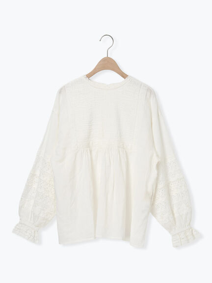 【kazumi×Samansa Mos2】袖レース前後着ブラウス（オフホワイト/ブラック/ピンク/ベージュ/ブルー）｜Samansa Mos2（サマンサ モスモス）通販