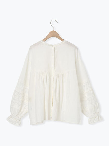 【kazumi×Samansa Mos2】袖レース前後着ブラウス（オフホワイト/ブラック/ピンク/ベージュ/ブルー）｜Samansa Mos2（サマンサ モスモス）通販