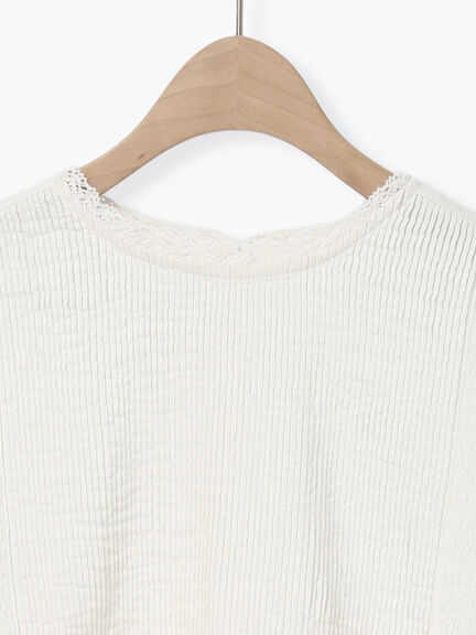 【kazumi×Samansa Mos2】袖レース前後着ブラウス（オフホワイト/ブラック/ピンク/ベージュ/ブルー）｜Samansa Mos2（サマンサ モスモス）通販