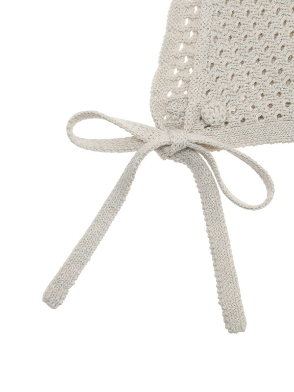 ポンポン付きボンネット（ベージュ/キナリ/アクセサリー/ハット・帽子