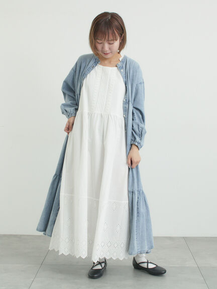 [抗菌防臭]スカラップレースペチワンピース(ブラック/ベージュ/オフホワイト)｜Samansa Mos2(サマンサ モスモス)通販