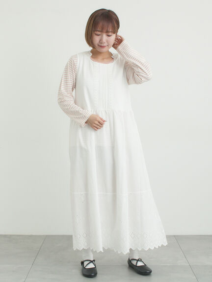 【抗菌防臭】スカラップレースペチワンピース（オフホワイト/ブラック/ベージュ）｜Samansa Mos2（サマンサ モスモス）通販