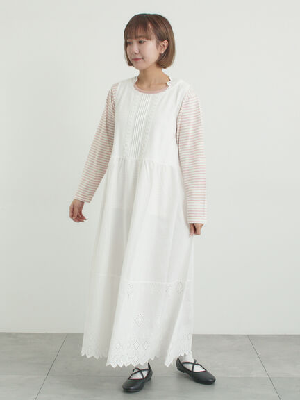 【抗菌防臭】スカラップレースペチワンピース（オフホワイト/ブラック/ベージュ）｜Samansa Mos2（サマンサ モスモス）通販