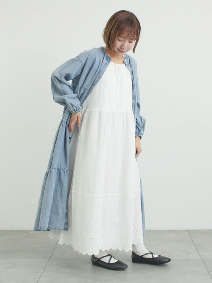 【抗菌防臭】スカラップレースペチワンピース（オフホワイト/ブラック/ベージュ）｜Samansa Mos2（サマンサ モスモス）通販