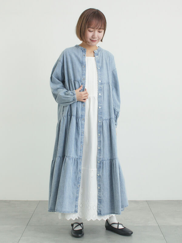 抗菌防臭】スカラップレースペチワンピース（オフホワイト/ブラック