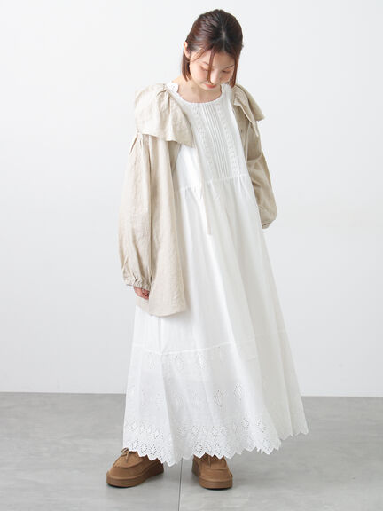 【抗菌防臭】スカラップレースペチワンピース（オフホワイト/ブラック/ベージュ）｜Samansa Mos2（サマンサ モスモス）通販