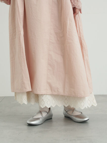 【抗菌防臭】スカラップレースペチワンピース（オフホワイト/ブラック/ベージュ）｜Samansa Mos2（サマンサ モスモス）通販