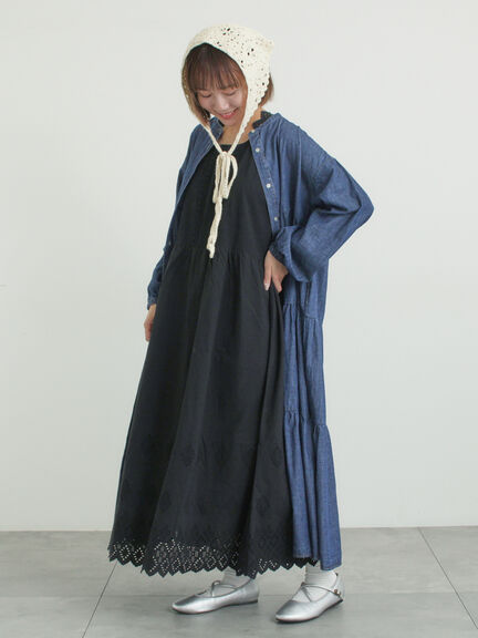 【抗菌防臭】スカラップレースペチワンピース（オフホワイト/ブラック/ベージュ）｜Samansa Mos2（サマンサ モスモス）通販