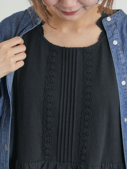 【抗菌防臭】スカラップレースペチワンピース（オフホワイト/ブラック/ベージュ）｜Samansa Mos2（サマンサ モスモス）通販