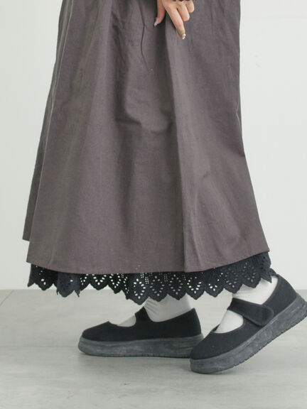 【抗菌防臭】スカラップレースペチワンピース（オフホワイト/ブラック/ベージュ）｜Samansa Mos2（サマンサ モスモス）通販