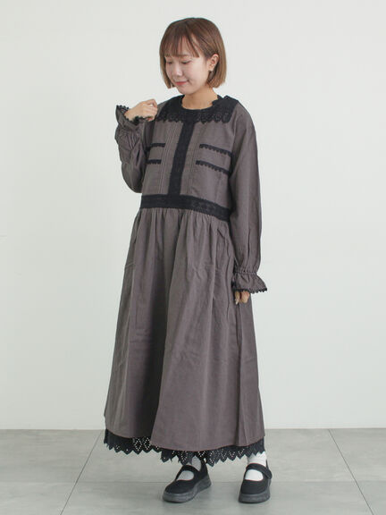 【抗菌防臭】スカラップレースペチワンピース（オフホワイト/ブラック/ベージュ）｜Samansa Mos2（サマンサ モスモス）通販