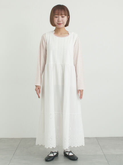 【抗菌防臭】スカラップレースペチワンピース（オフホワイト/ブラック/ベージュ）｜Samansa Mos2（サマンサ モスモス）通販