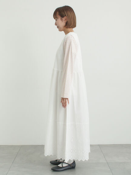 【抗菌防臭】スカラップレースペチワンピース（オフホワイト/ブラック/ベージュ）｜Samansa Mos2（サマンサ モスモス）通販