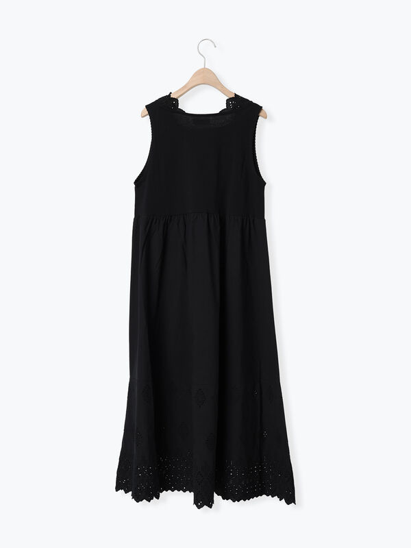 抗菌防臭】スカラップレースペチワンピース（オフホワイト/ブラック