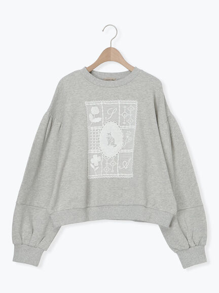 裏毛CAT柄パーツレース付スウェット（オフホワイト/グレー/ミント）｜Samansa Mos2（サマンサ モスモス）通販