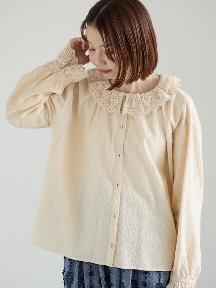 オーバーレースブラウス（オフホワイト/ブラック/キナリ）｜Samansa Mos2（サマンサ モスモス）通販