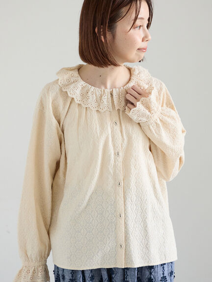 オーバーレースブラウス（オフホワイト/ブラック/キナリ）｜Samansa Mos2（サマンサ モスモス）通販