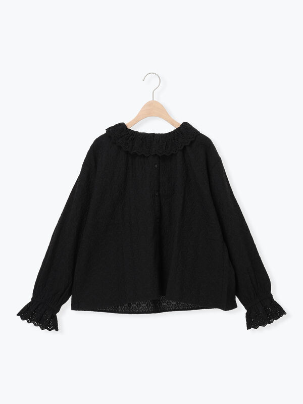 オーバーレースブラウス（オフホワイト/ブラック/キナリ/トップス