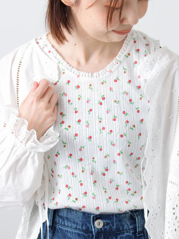 花柄パターンメッシュレース付ノースリーブ（オフホワイト）｜Samansa Mos2（サマンサ モスモス）通販