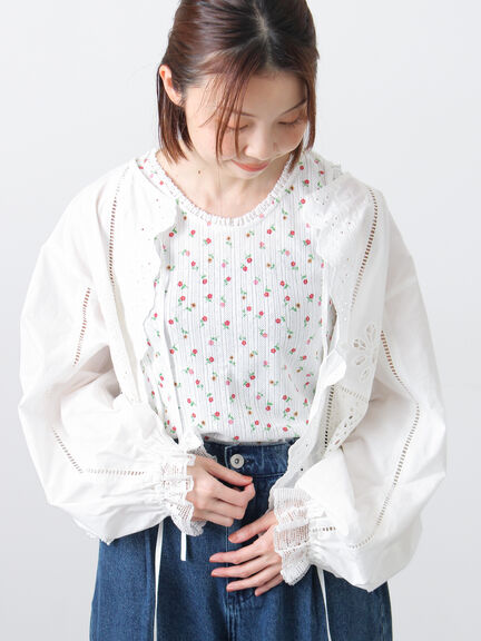 花柄パターンメッシュレース付ノースリーブ（オフホワイト/チャコールグレー/キナリ）｜Samansa Mos2（サマンサ モスモス）通販