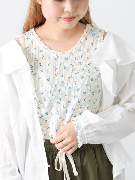 花柄パターンメッシュレース付ノースリーブ（オフホワイト/チャコールグレー/キナリ）｜Samansa Mos2（サマンサ モスモス）通販