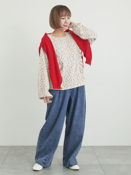 ワッフルローズ柄前後2WAYカットソー（オフホワイト/グレー/ピンク/ベージュ）｜Samansa Mos2（サマンサ モスモス）通販