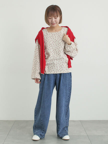 ワッフルローズ柄前後2WAYカットソー（オフホワイト/グレー/ピンク/ベージュ）｜Samansa Mos2（サマンサ モスモス）通販