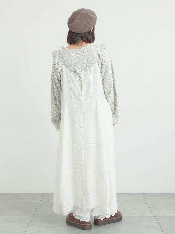 ワッフルローズ柄前後2WAYカットソー（オフホワイト/グレー/ピンク