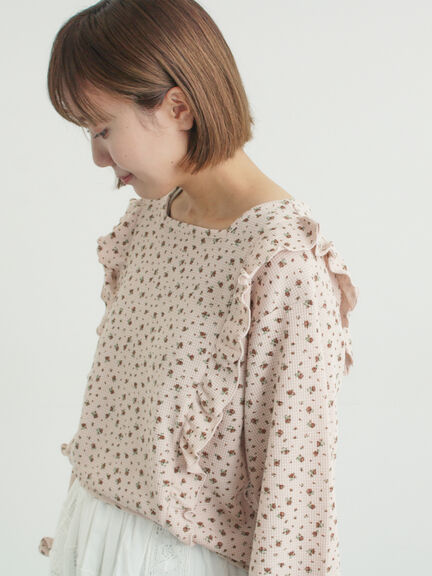 ワッフルローズ柄前後2WAYカットソー（オフホワイト/グレー/ピンク/ベージュ）｜Samansa Mos2（サマンサ モスモス）通販