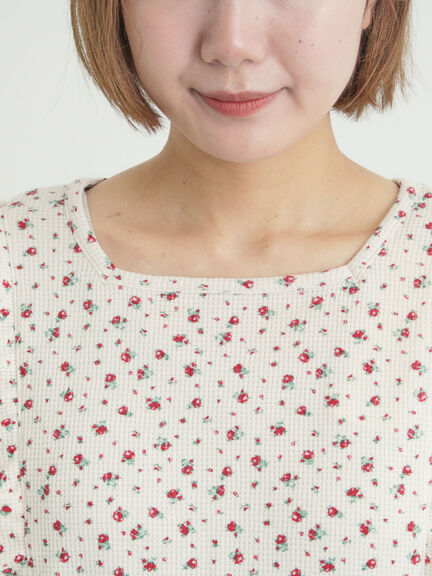 ワッフルローズ柄前後2WAYカットソー（オフホワイト/グレー/ピンク/ベージュ）｜Samansa Mos2（サマンサ モスモス）通販