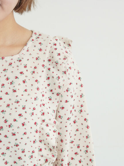 ワッフルローズ柄前後2WAYカットソー（オフホワイト/グレー/ピンク/ベージュ）｜Samansa Mos2（サマンサ モスモス）通販