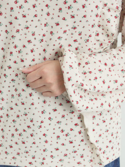 ワッフルローズ柄前後2WAYカットソー（オフホワイト/グレー/ピンク/ベージュ）｜Samansa Mos2（サマンサ モスモス）通販