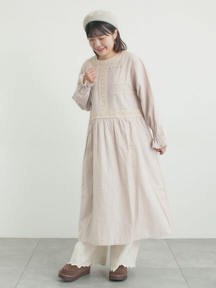 レースピンタックワンピース（チャコールグレー/ベージュ/キナリ）｜Samansa Mos2（サマンサ モスモス）通販