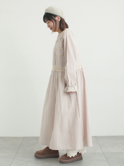 レースピンタックワンピース（チャコールグレー/ベージュ/キナリ）｜Samansa Mos2（サマンサ モスモス）通販