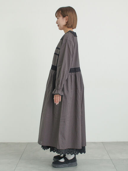 レースピンタックワンピース（チャコールグレー/ベージュ/キナリ）｜Samansa Mos2（サマンサ モスモス）通販