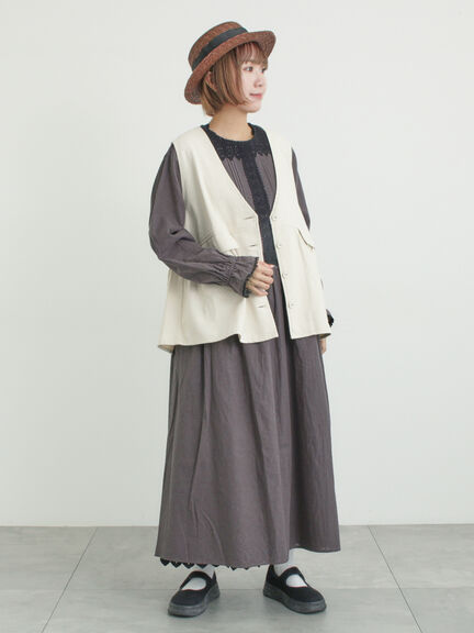 レースピンタックワンピース（チャコールグレー/ベージュ/キナリ）｜Samansa Mos2（サマンサ モスモス）通販