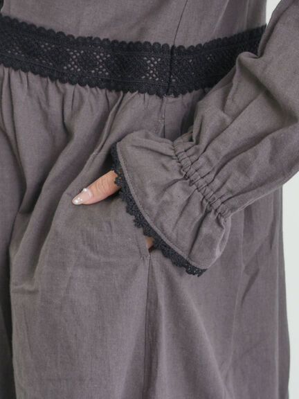 レースピンタックワンピース（チャコールグレー/ベージュ/キナリ）｜Samansa Mos2（サマンサ モスモス）通販