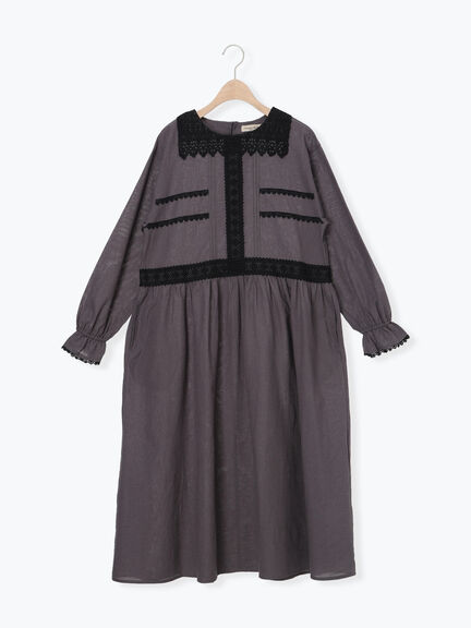 レースピンタックワンピース（チャコールグレー/ベージュ/キナリ）｜Samansa Mos2（サマンサ モスモス）通販