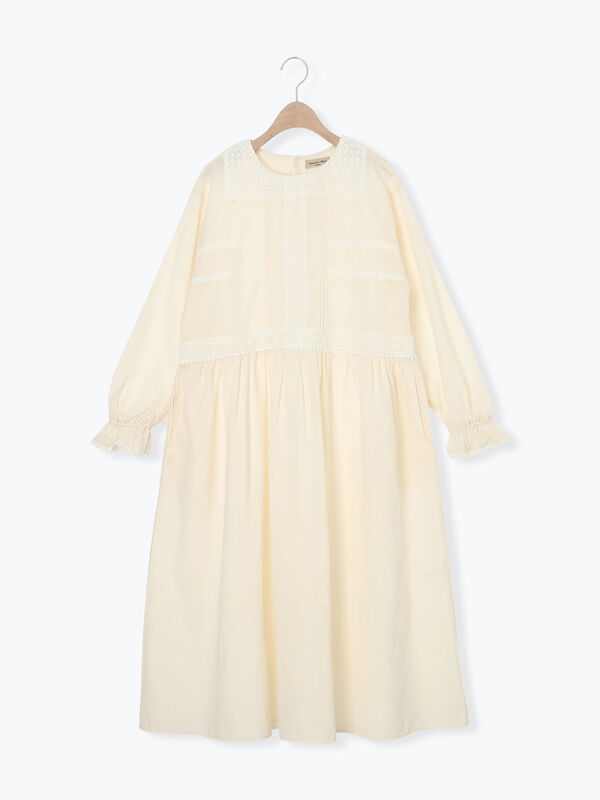 レースピンタックワンピース（チャコールグレー/ベージュ/キナリ