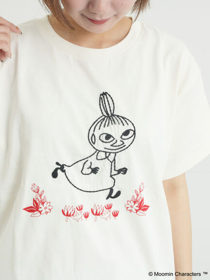 【MOOMIN×Samansa Mos2】ぽこぽこ刺繍Tシャツ（オフホワイト/チャコールグレー/ピンク）｜Samansa Mos2（サマンサ モスモス）通販