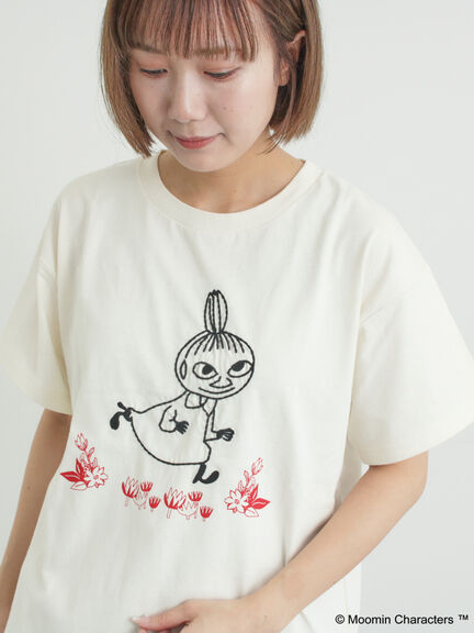 【MOOMIN×Samansa Mos2】ぽこぽこ刺繍Tシャツ（オフホワイト/チャコールグレー/ピンク）｜Samansa Mos2（サマンサ モスモス）通販