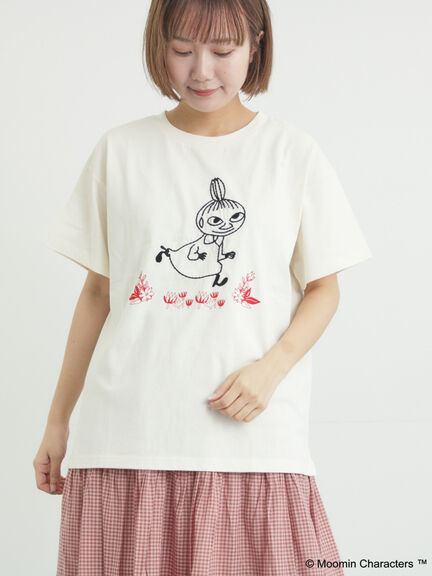 【MOOMIN×Samansa Mos2】ぽこぽこ刺繍Tシャツ（オフホワイト/チャコールグレー/ピンク）｜Samansa Mos2（サマンサ モスモス）通販