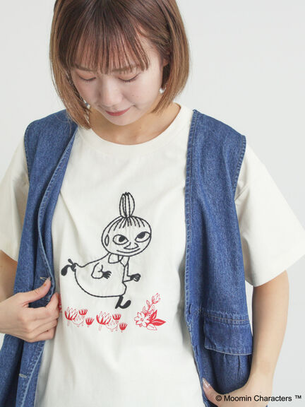 【MOOMIN×Samansa Mos2】ぽこぽこ刺繍Tシャツ（オフホワイト/チャコールグレー/ピンク）｜Samansa Mos2（サマンサ モスモス）通販